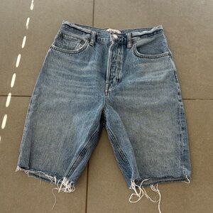 AGOLDE Light Blue Distressed Denim Cutoff Shorts